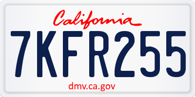CA license plate 7KFR255
