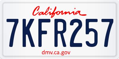 CA license plate 7KFR257