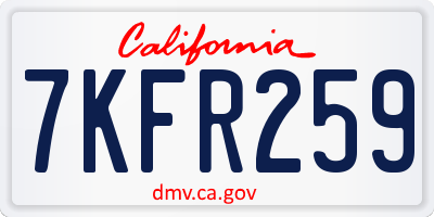 CA license plate 7KFR259