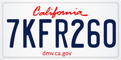 CA license plate 7KFR260
