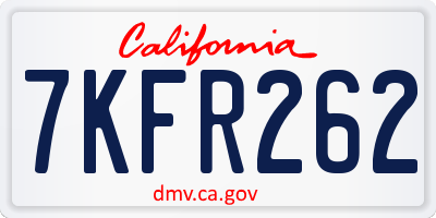 CA license plate 7KFR262
