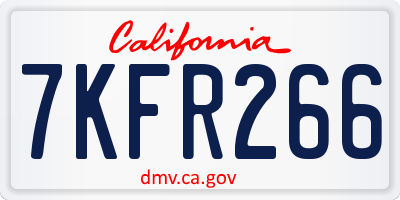 CA license plate 7KFR266