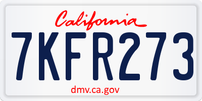 CA license plate 7KFR273