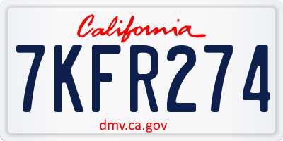 CA license plate 7KFR274