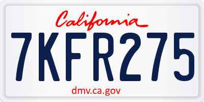 CA license plate 7KFR275
