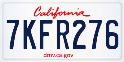 CA license plate 7KFR276