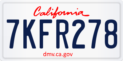 CA license plate 7KFR278