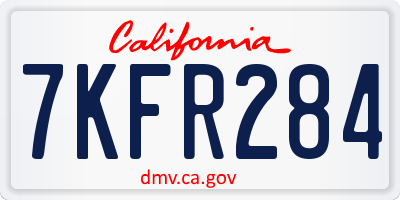 CA license plate 7KFR284