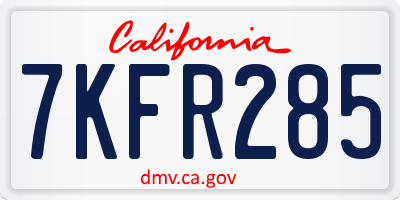 CA license plate 7KFR285