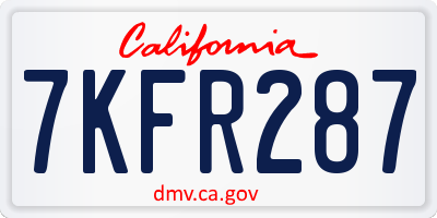 CA license plate 7KFR287