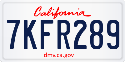 CA license plate 7KFR289