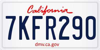 CA license plate 7KFR290