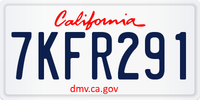 CA license plate 7KFR291