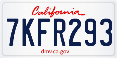 CA license plate 7KFR293