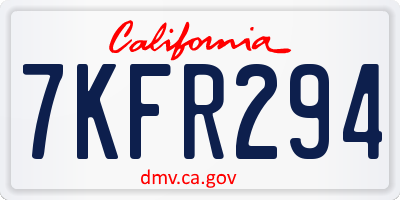 CA license plate 7KFR294