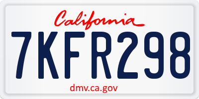 CA license plate 7KFR298