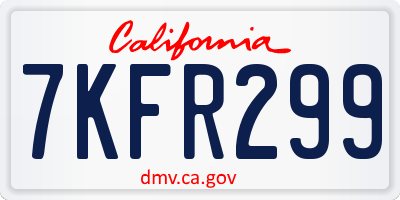 CA license plate 7KFR299