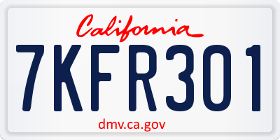 CA license plate 7KFR301
