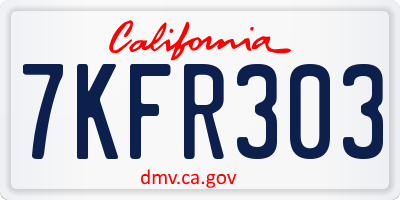 CA license plate 7KFR303
