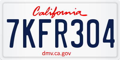 CA license plate 7KFR304