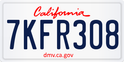 CA license plate 7KFR308