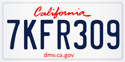 CA license plate 7KFR309