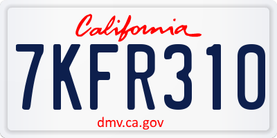 CA license plate 7KFR310