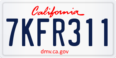 CA license plate 7KFR311