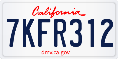 CA license plate 7KFR312