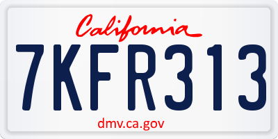 CA license plate 7KFR313