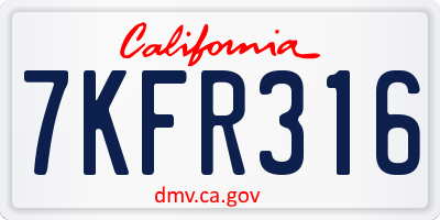 CA license plate 7KFR316