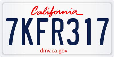 CA license plate 7KFR317