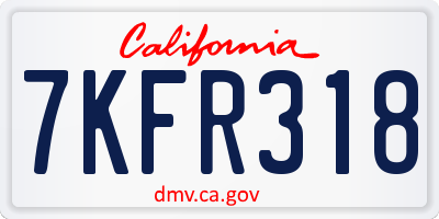 CA license plate 7KFR318
