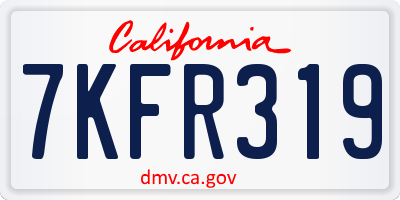 CA license plate 7KFR319