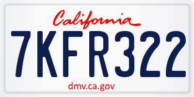 CA license plate 7KFR322