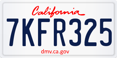 CA license plate 7KFR325