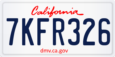 CA license plate 7KFR326