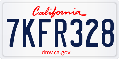 CA license plate 7KFR328