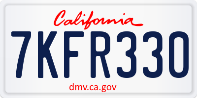 CA license plate 7KFR330
