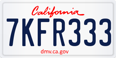 CA license plate 7KFR333