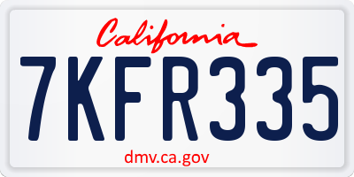 CA license plate 7KFR335