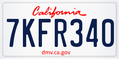 CA license plate 7KFR340