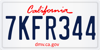 CA license plate 7KFR344