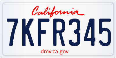 CA license plate 7KFR345