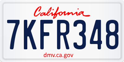 CA license plate 7KFR348