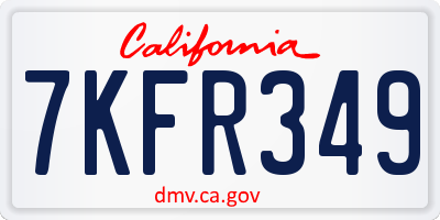 CA license plate 7KFR349