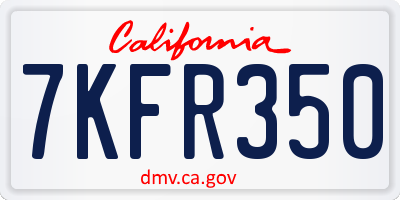 CA license plate 7KFR350