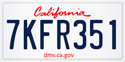 CA license plate 7KFR351
