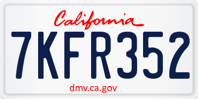 CA license plate 7KFR352