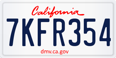 CA license plate 7KFR354